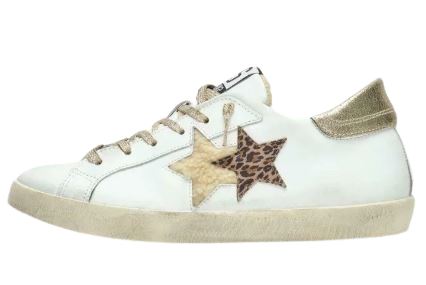 Sneakers Low Pelle Bianco/Leopardo 2Star