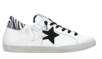 Sneakers Low Pelle Bianco/Nero 2Star