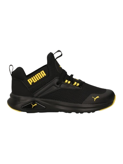 Sneaker Puma ENZO 2 REFRESH AC da bambino nera e gialla.