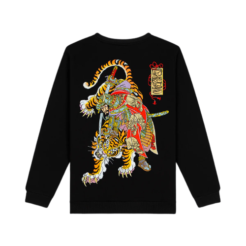Felpa Musashi and Tiger Crewneck Black Dolly Noire Uomo