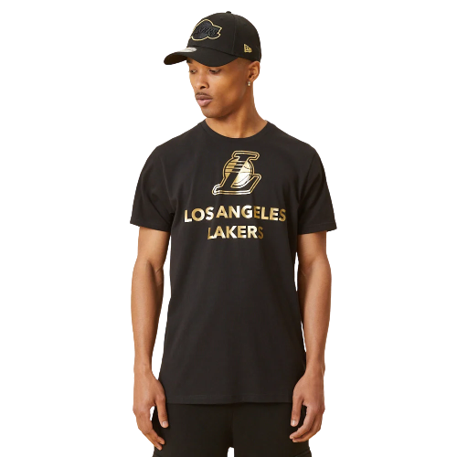 T-Shirt LA Lakers Logo Metallizzato Nera