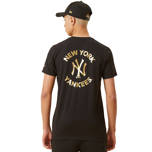 T-Shirt New York Yankees Logo Metallizzato Nera