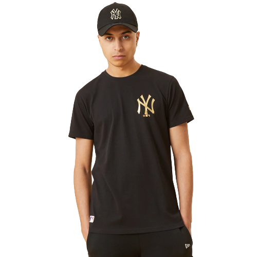 T-Shirt New York Yankees Logo Metallizzato Nera