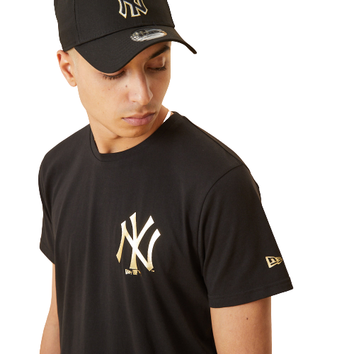 T-Shirt New York Yankees Logo Metallizzato Nera